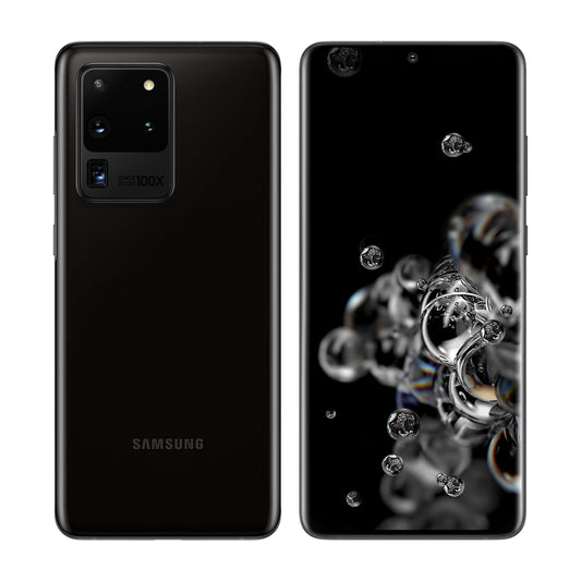 Samsung Galaxy S20 Ultra 5G in Cosmic Black, front and back view
