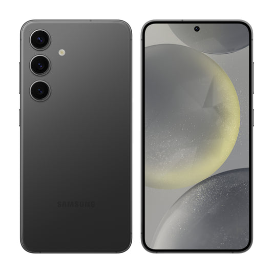 Samsung Galaxy S24 in Onyx Black, front and back view