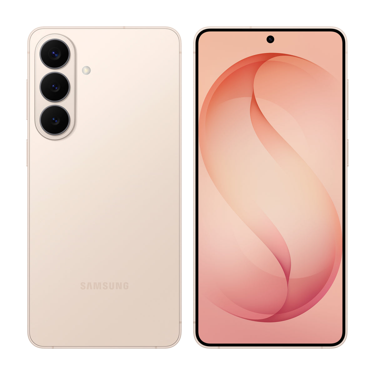 Samsung Galaxy S26+ in Pink Gold, front and back view