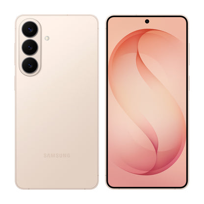 Samsung Galaxy S26+ in Pink Gold, front and back view