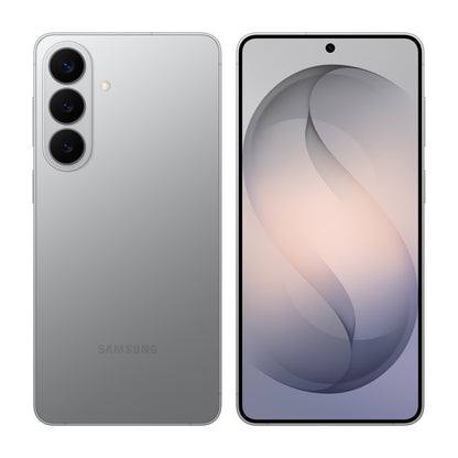 Samsung Galaxy S26+ in Silver Shadow, front and back view