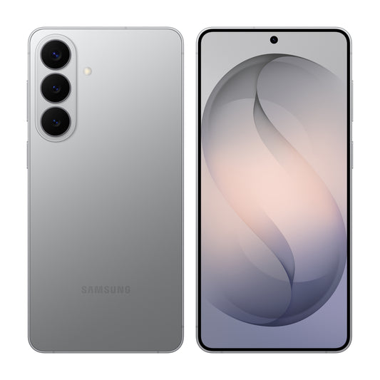 Samsung Galaxy S26+ in Silver Shadow, front and back view