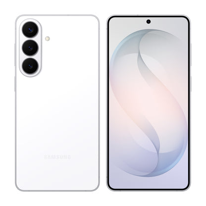 Samsung Galaxy S26+ in White, front and back view