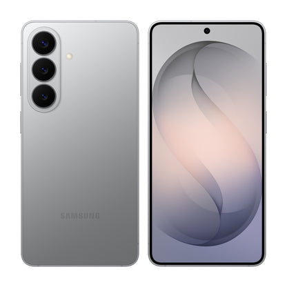 Samsung Galaxy S26 in Silver Shadow, front and back view