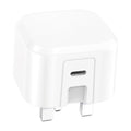 25W USB-C fast charger plug with UK 3-pin, white