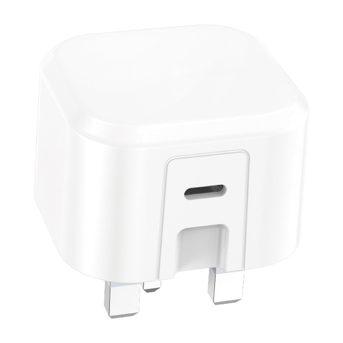 25W USB-C fast charger plug with UK 3-pin, white